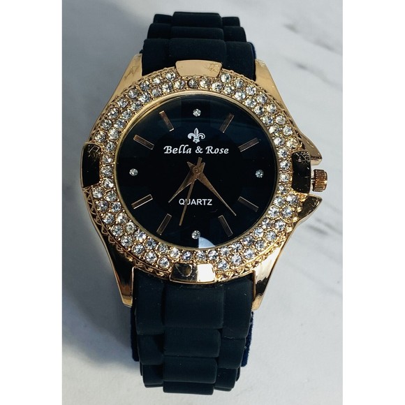BELLA & ROSE LADIES WATCH ROSE GOLD TONE CRYSTALS - QUARTZ   NEW - Picture 1 of 8
